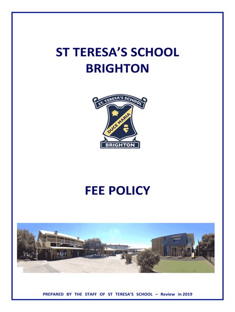 Fillable Online St Teresas School Brighton Fee Policy Fax Email Print