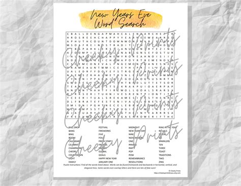 New Years Eve Word Search Puzzle New Years Eve Activities For Adults