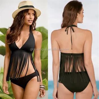 New Sexy Women Swimsuit Plus Large Size Tassel Halter Top Bikini Sets Buy Sexy Bikini Set