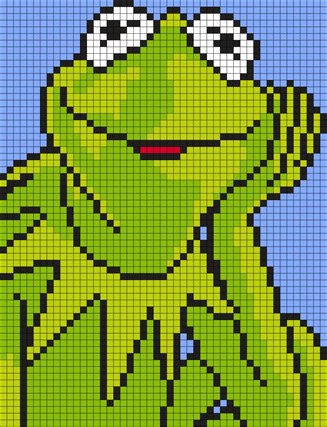 Kermit The Frog From The Muppets (Square) Perler Bead Pattern | Bead Sprites | Characters Fuse ...