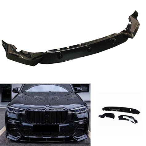 Front Bumper Spoiler Lip For BMW G07 X7 M Sport 2019 2022 Glossy Black