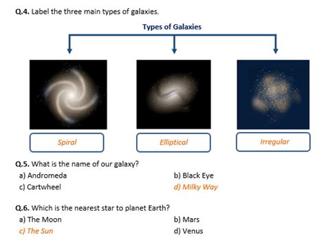 Types Of Galaxies Worksheet