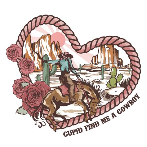 Cupid Find Me A Cowboy Rope Heart Design Dtf Transfer Ready2transfer In 2024 Rodeo Png Dom