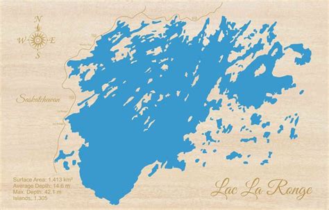 Lac La Ronge Saskatchewan Canada Laser Cut Wood Map Wood Map