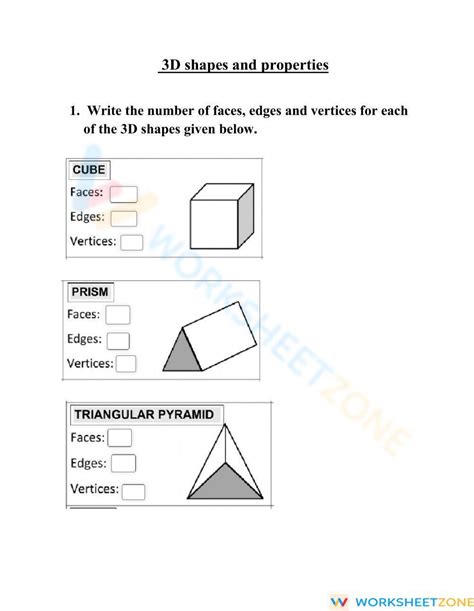 Properties Of 3d Shapes Worksheet