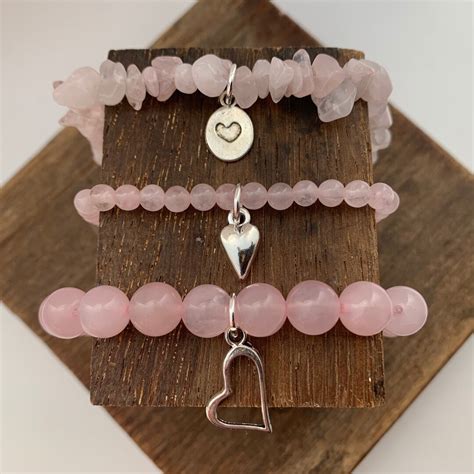 Rose Quartz Bracelet Rose Quartz Crystal Bracelet Rose Quartz Stretch Bracelet Healing