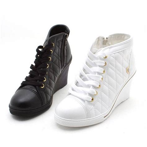 Epicstep Womens High Top Wedges High Heels Lace Up Quilted Casual Fashion Sneakers