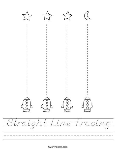 Straight Line Tracing Worksheet Dnealian Twisty Noodle