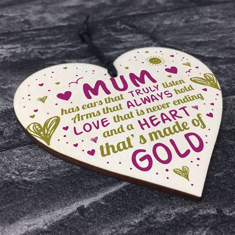 Mum Plaque Mothers Day T Heart Wooden T Love Sign T For Mum