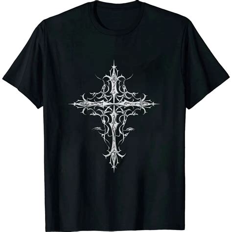 Gothic Cross Grunge Aesthetic Dark Mall Goth Tee