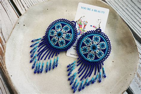 Beaded Native Earrings, Huichol Beadwork, Native American Beaded ...