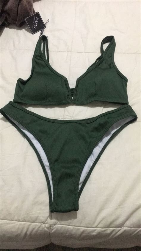 Polka Dots V Cut Underwire Bikini Green W T I Design Artofit