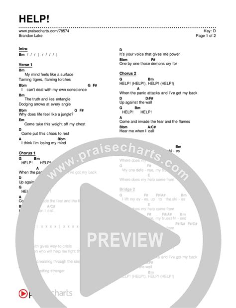 HELP! Chords PDF (Brandon Lake) - PraiseCharts