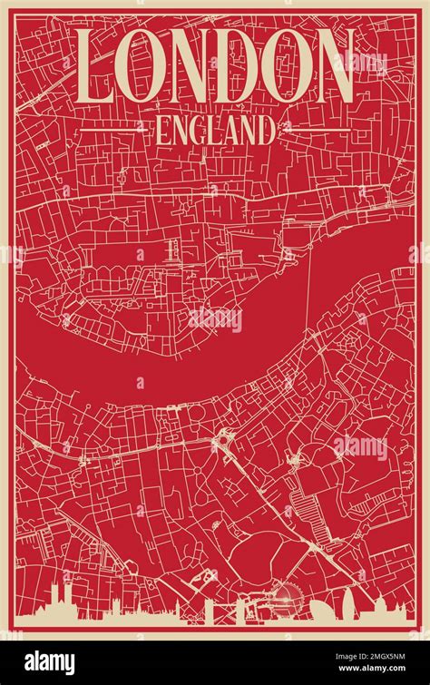 Road Network Poster Of The Downtown LONDON ENGLAND Stock Vector Image