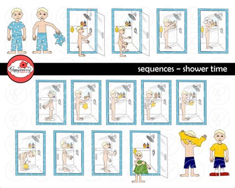 Sequences Shower Time Clipart Set 300 Dpi School Teacher Etsy