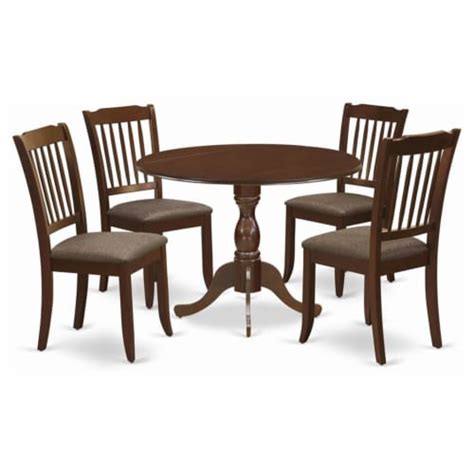 East West Furniture Dublin 5 Piece Wood Dining Set With Fabric Seat In