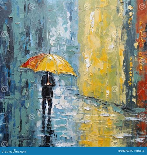 Rainy Day Oil Painting Background Stock Illustration Illustration Of