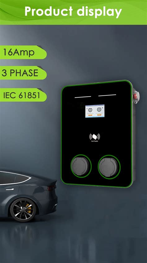 22kw Ac Ev Charger With Credit Card Type2 Dual Socket Ev Charger Box