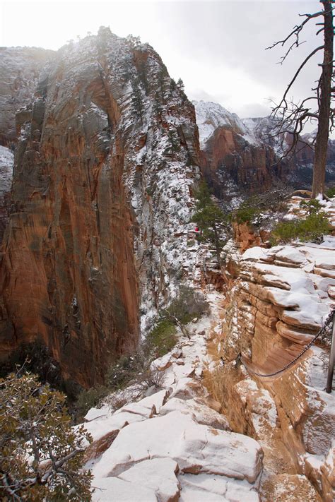 Dusting Of Snow On Angels Landing Zion National Park December 2018