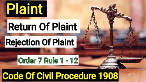 Order Cpc Return Of Plaint Rejection Of Plaint Part Youtube