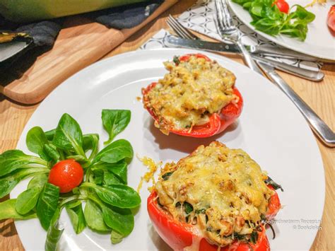 Gevulde Paprika Met Spinazie En Champignons