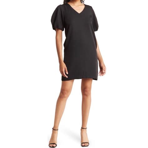 NWT Sam Edelman Puff Sleeve Shift Dress Shift Dress Black Mini Black