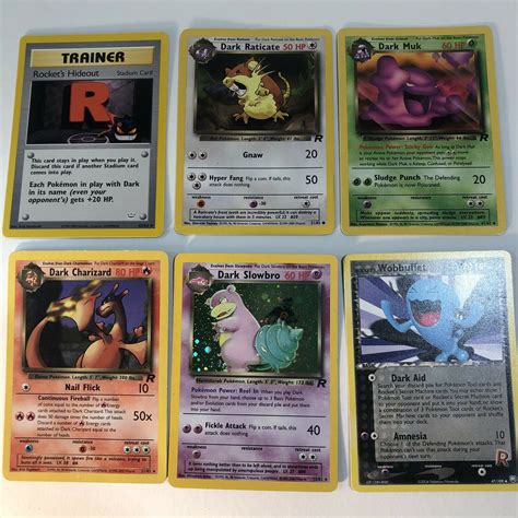 Mavin Team Rocket Set 6 Cards Dark Slowbro 12 Dark Charizard