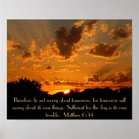 Sunset Bible Verse Matthew 634 Poster