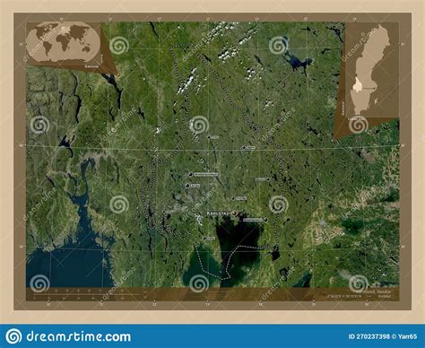 Varmland Sweden Low Res Satellite Labelled Points Of Cities Stock