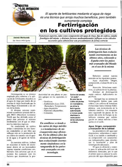 PDF Fertirrigación en los cultivos protegidos mos la aplicación de