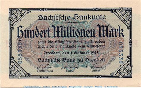 Länderbanknote Sachsen Banknote Sachsen 100 Millionen Mark in kfr SAX