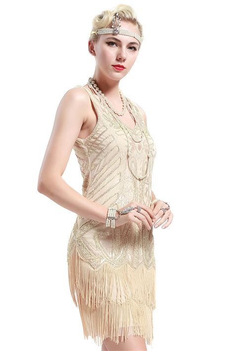 BABEYOND Women S Flapper Dresses 1920s V Neck Beaded Fringed Great