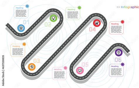 Infographic roadmap, timeline business design template. Street ...