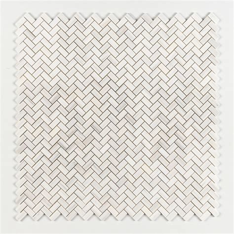 Bianco Dolomiti Classic Honed Herringbone Marble Mosaic