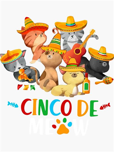 Cinco De Mayo Meow Cat Sticker By Mohammadseraj Redbubble