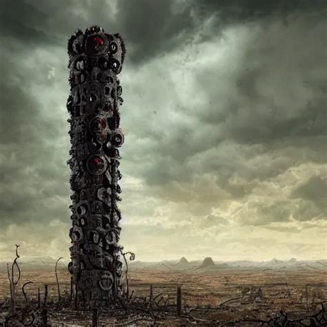 Giant Evil Bio Organic Fleshy Complex Machine Tower Stable Diffusion