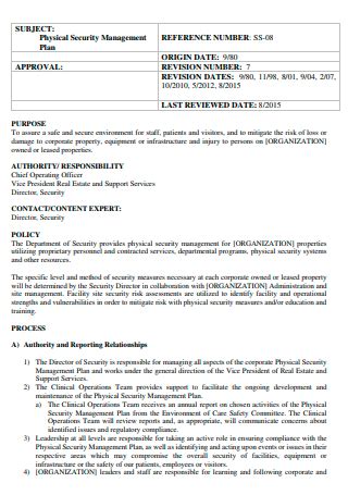 Sample Security Management Plan In Pdf Ms Word Google Docs