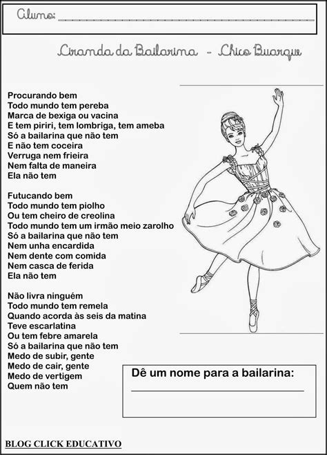 Leitura Ciranda Da Bailarina Clicks Educativos Atividades De