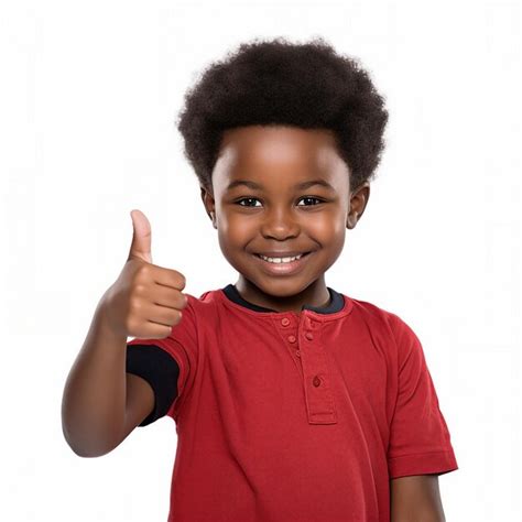 Premium Photo African Child Boy Thumbs Up On White Background