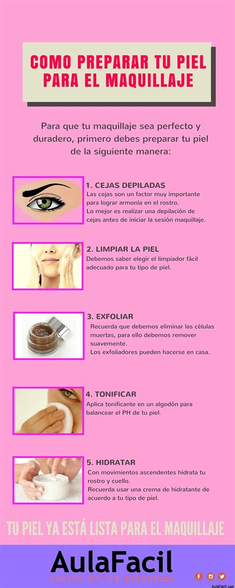 🥇 【 Como Preparar Tu Piel Para El Maquillaje Infografía Maquillaje Básico