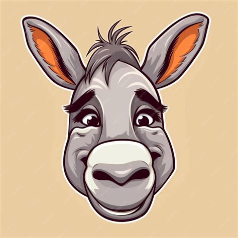 Premium Ai Image Cartoon Donkey Face 2d Clipart Design