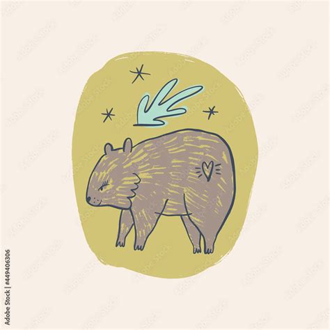 Cute Baby Wombat Australian Animal Cartoon Doodle Kids Style Drawing