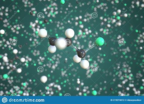 Molecule Of Allyl Chloride Conceptual Molecular Model Conceptual 3d Rendering Stock