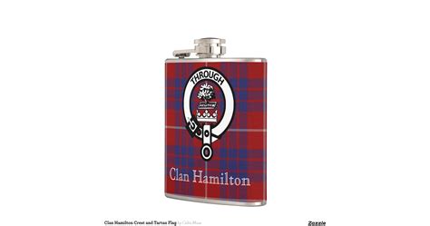 Clan Hamilton Crest and Tartan Flag Hip Flask | Zazzle