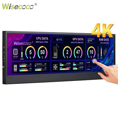 Wisecoco Inch K Uhd Portable Monitor Ips Touch Screen Bar Lcd