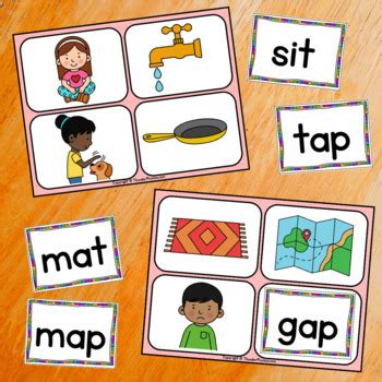 CVC Matching Game SATPIN Phonics Games Blending CVC Words Read And Match