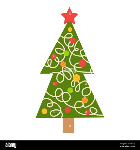 christmas tree. Hand drawing fir tree, Christmas ornaments. Holiday ...