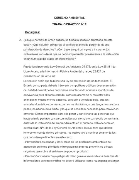 Derecho Ambiental 2 DERECHO AMBIENTAL TRABAJO PRÁCTICO N 2