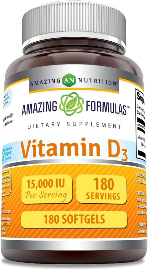 Amazing Formulas Vitamin D3 15000 Iu Per Serving 180 Softgels