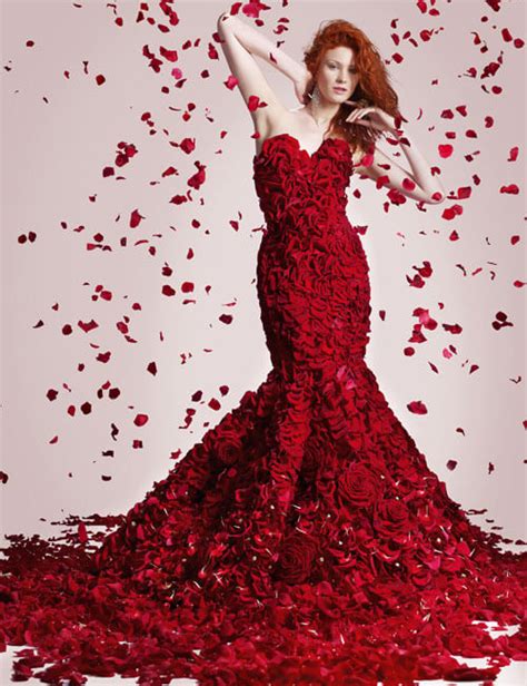 Joseph Massie Designed A Classic Red Rose Dress Made Out Of 1725 Real Roses Which Took 170 Hours